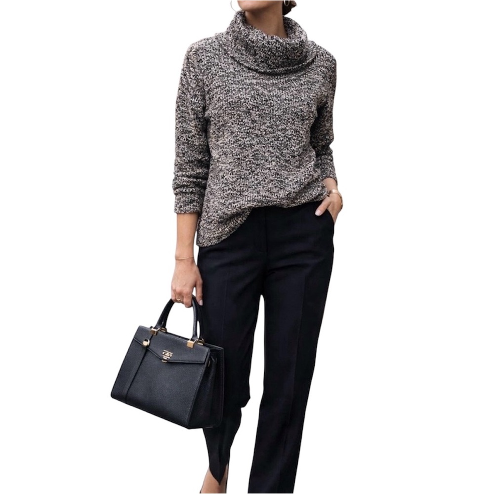 Ralph Lauren Oatmeal Marled Cotton Blend Cowl Neck Sweater M